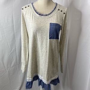 BD Collection chic boho l/s top size large
